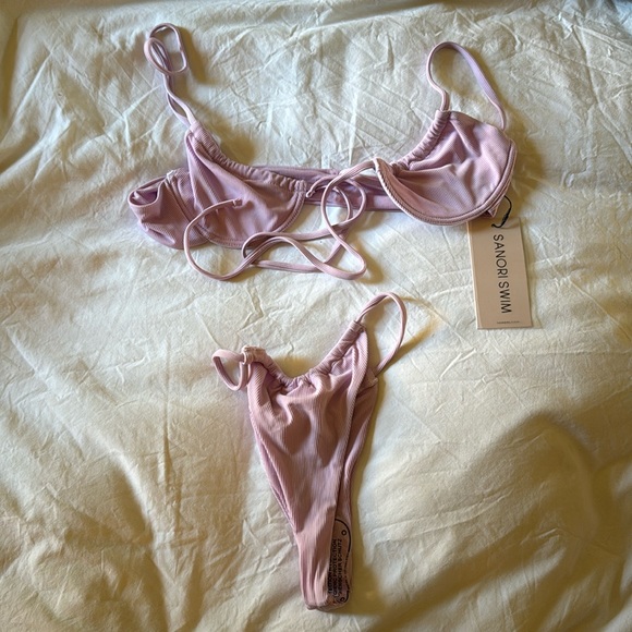 Santorini swim Tasmania bikini set purple size small - Picture 3 of 5